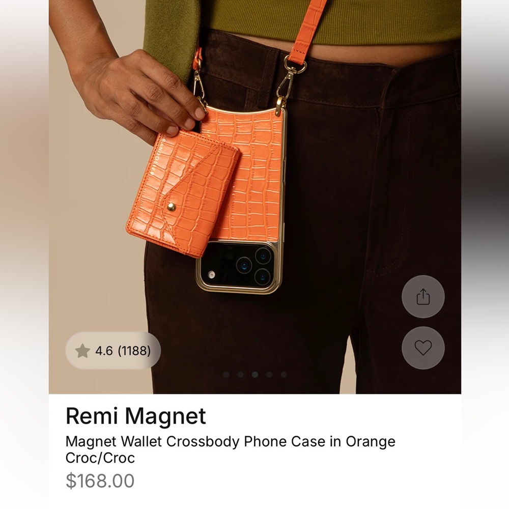 Bandolier Remi Magnet Crossbody Phone Case in Orange Croc